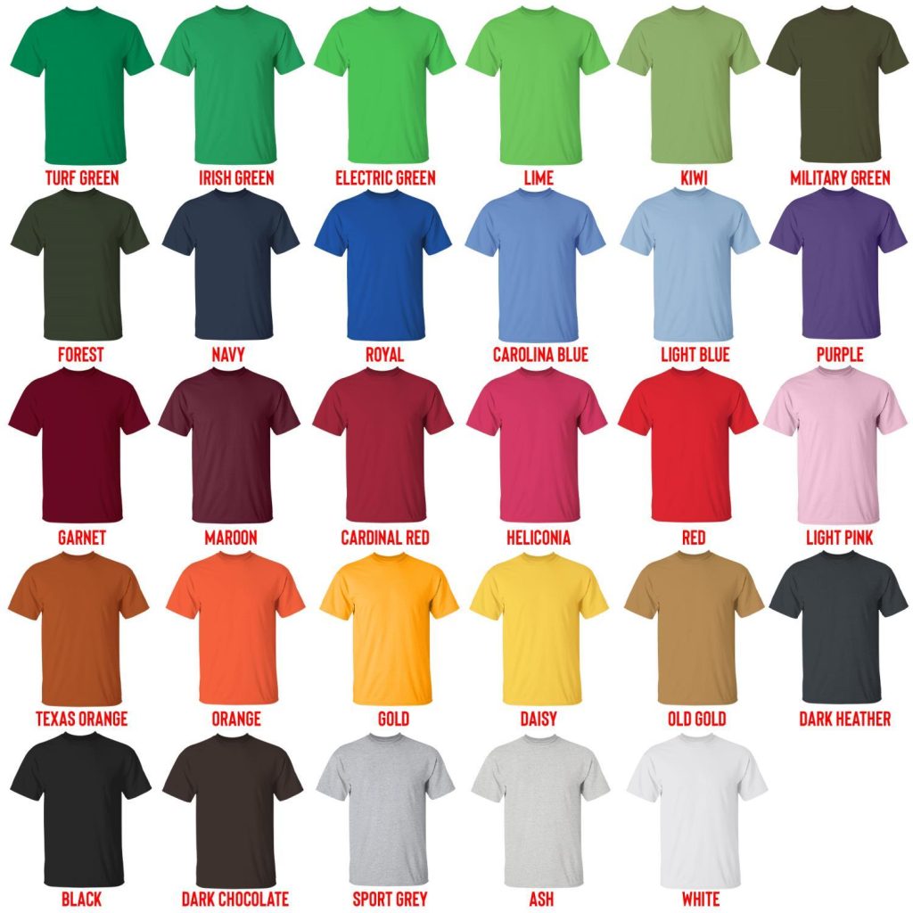 t shirt color chart - Silent Hill Store