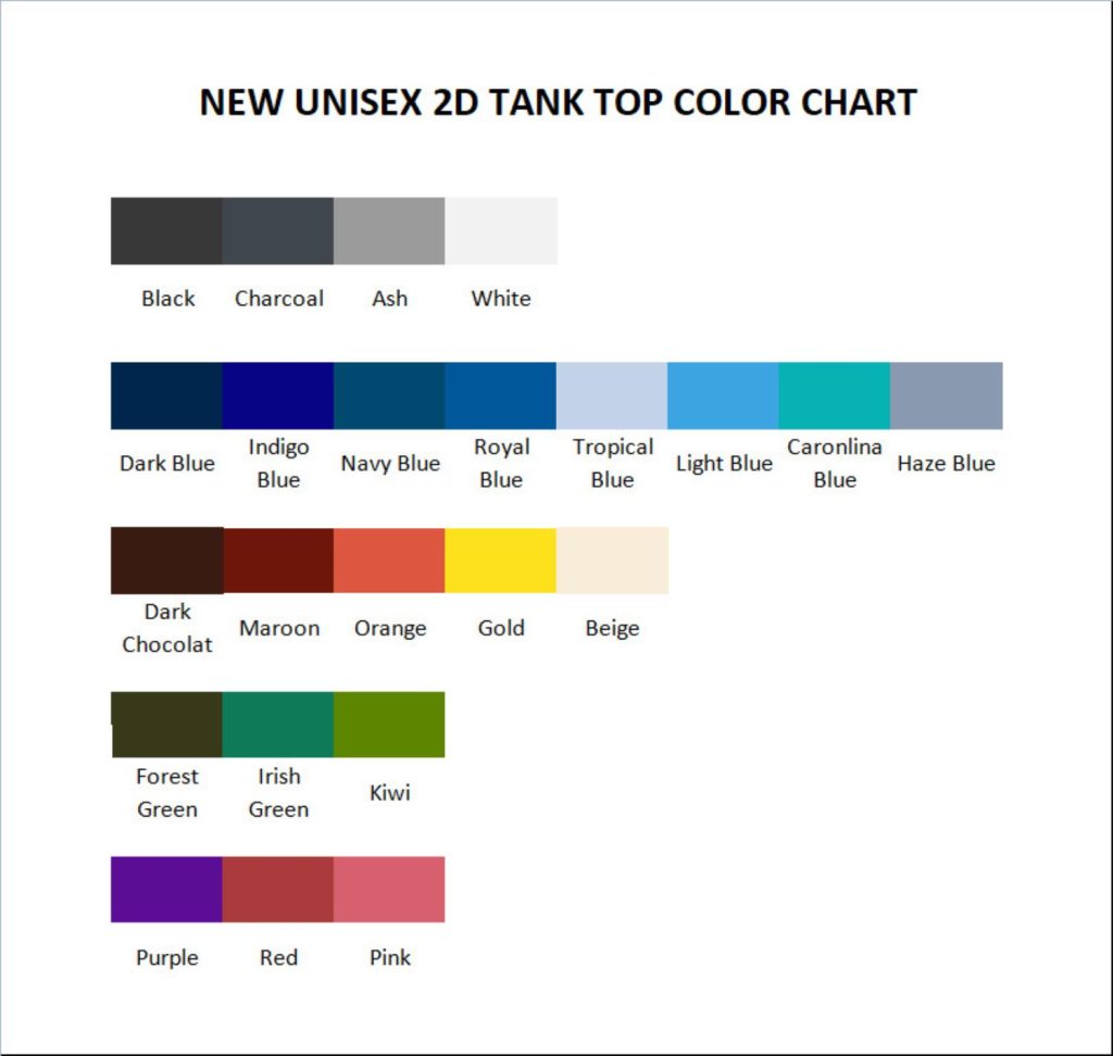 tank top color chart - Silent Hill Store